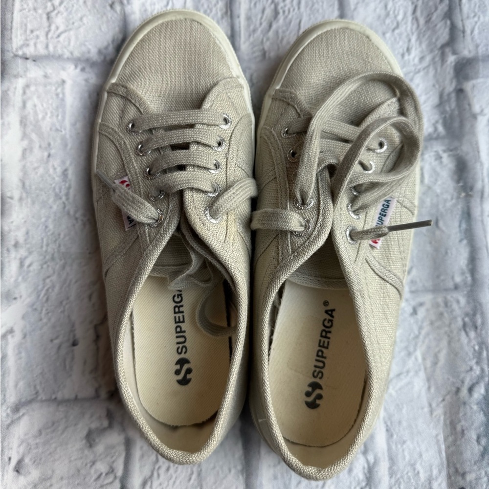 Superga 2750 Cotu Classic Linen Sneaker Beige Neutral 38 7.5